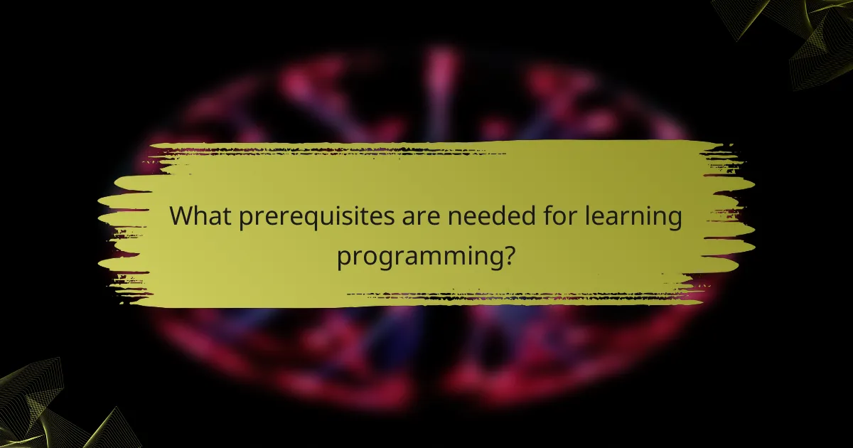 What prerequisites are needed for learning programming?
